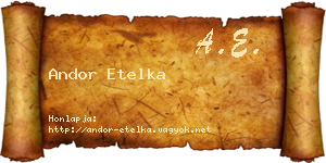 Andor Etelka névjegykártya